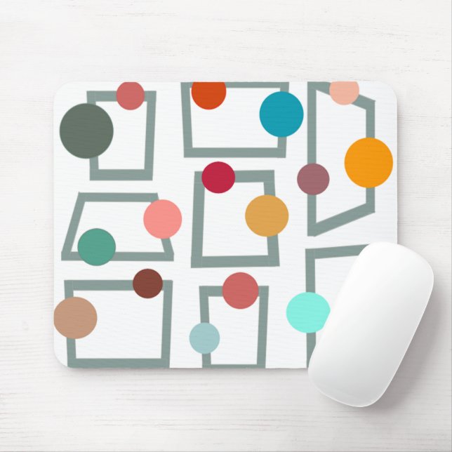 Mousepad Trapézoides e Círculos Modernos do século médio (Com mouse)