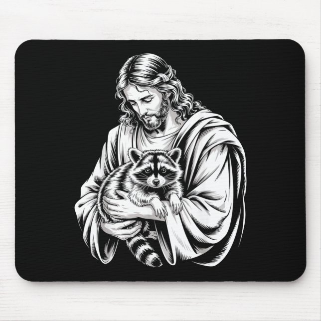 Mousepad Trash Panda Jesus Raccoon Trashed Racoon Animal Ra (Frente)