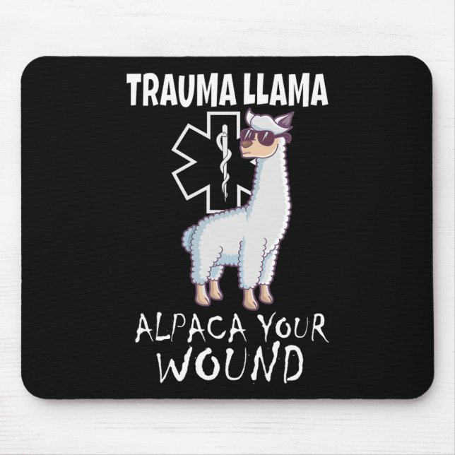 Mousepad Trauma Llama Emt Design Médico Ems Alpaca Sua Mulh (Frente)