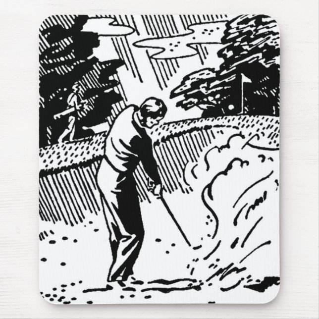 Mousepad Trava de Areia de Golfer Retro (Frente)