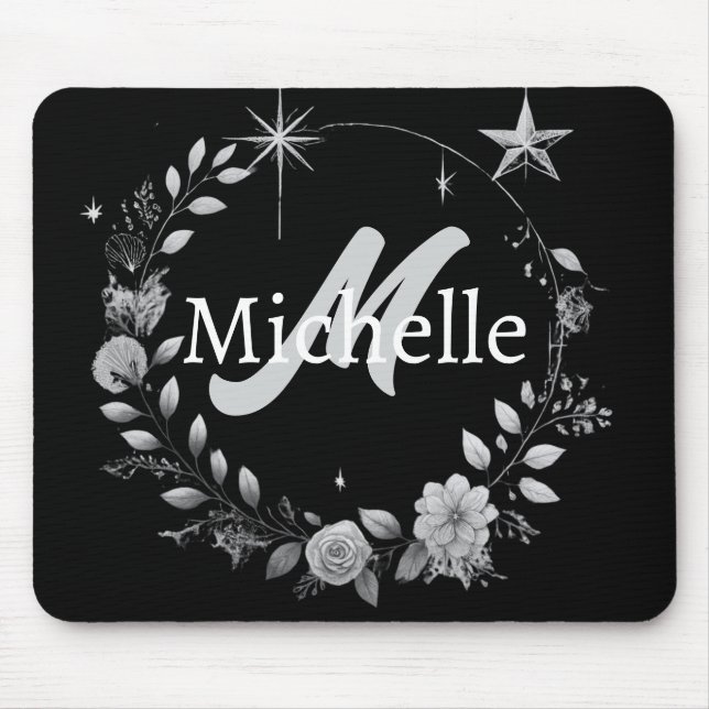 Mousepad Travesseiro decorativo Elegante de Script Black Si (Frente)