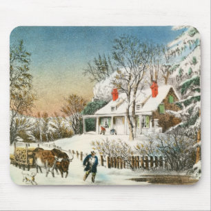 Mousepad Trazendo em casa os registros, paisagem do inverno