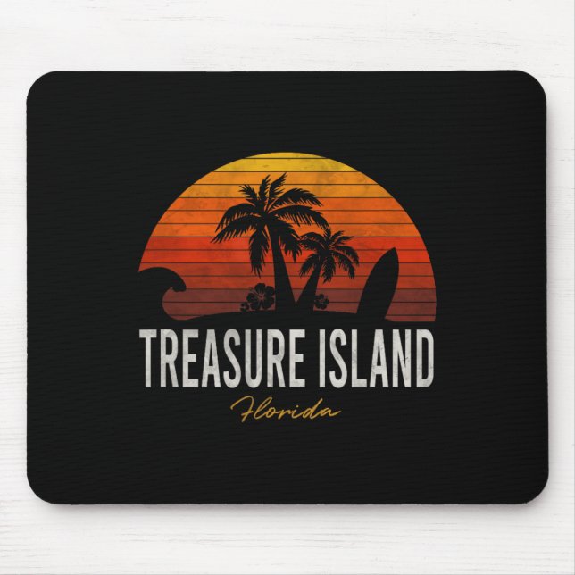 Mousepad Treasure Island Beach Flórida Fl Palms Vacing Su (Frente)