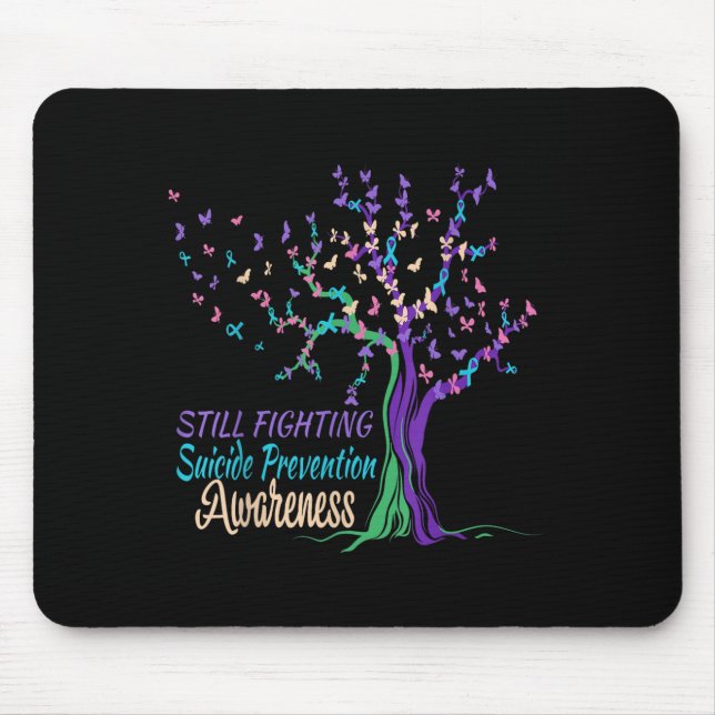 Mousepad Tree Ribbon Still Fighting Suicide Prevention Awar (Frente)