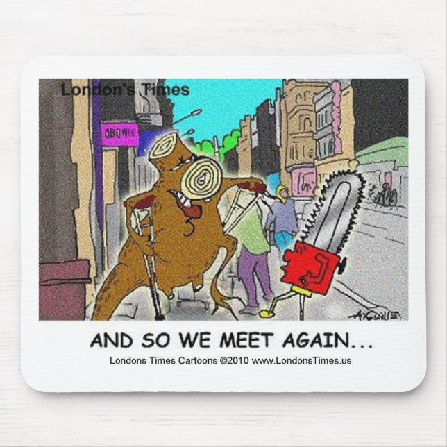Mousepad Tree Stump Vs Chainsaw Funny Mugs Cards Gifts (Frente)
