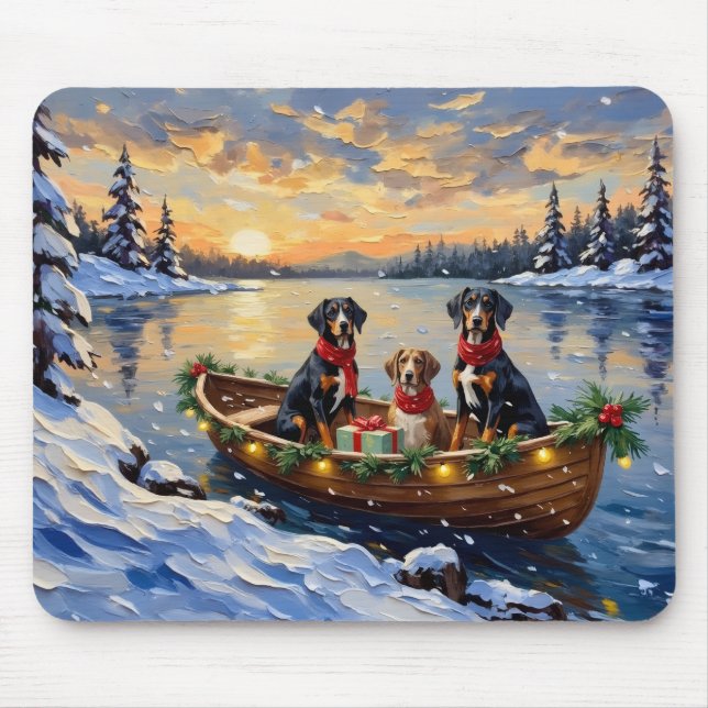 Mousepad Treeing Walker Coonhound Christmas Boat Holiday (Frente)
