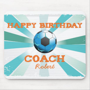 Mousepad Treinador de Bday Feliz Laranja/Teal/Starburst Azu