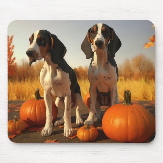 Mousepad Treing Walker Coonhound Puppy Autumn Pumpkin (Frente)