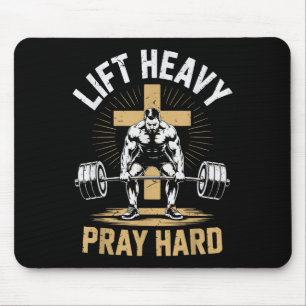Mousepad Treino Cristão Masculino Levantar Pesado Rezar Dur