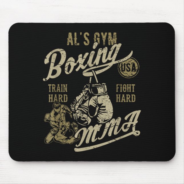 Mousepad Treino de ALs Boxe MMA Design Retro para o Nome Al (Frente)