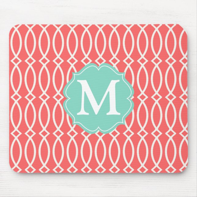 Mousepad Treliça moderna coral elegante personalizada (Frente)