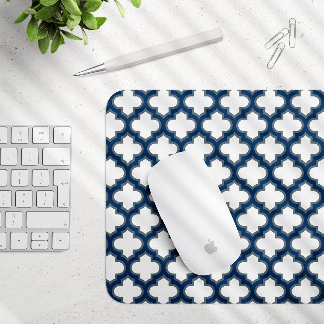 Mousepad Trellis, Latite, Quatrefoil, de cor branca e Marin (Criador carregado)