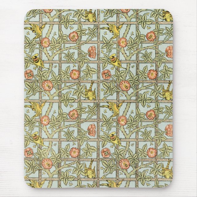 Mousepad Trellis por William Morris, Têxtil de Jardim Vinta (Frente)