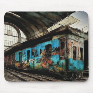 Mousepad Trem Abandonado com Arte Urbana de Grafite