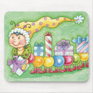 Mousepad Trem de Lagarta de Natal Fofo com Presentes