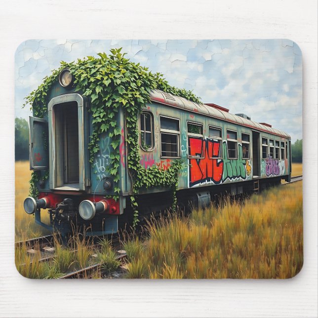 Mousepad Trem de trem abandonado coberto de hera e grafite (Frente)