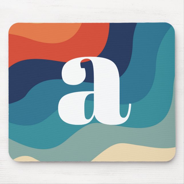 Mousepad Trendência do Arco-Íris de Ondas Geométricas do Re (Frente)