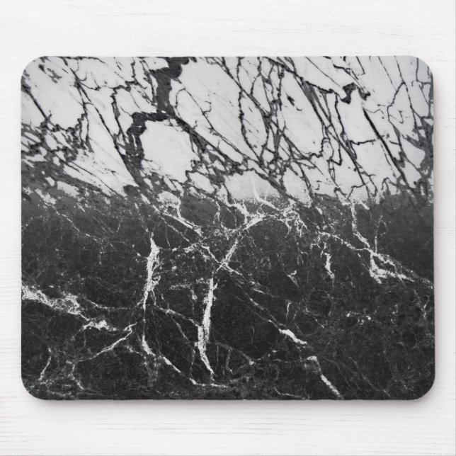 Mousepad Trendência do Glam Moderno do Marble Preto e Branc (Frente)