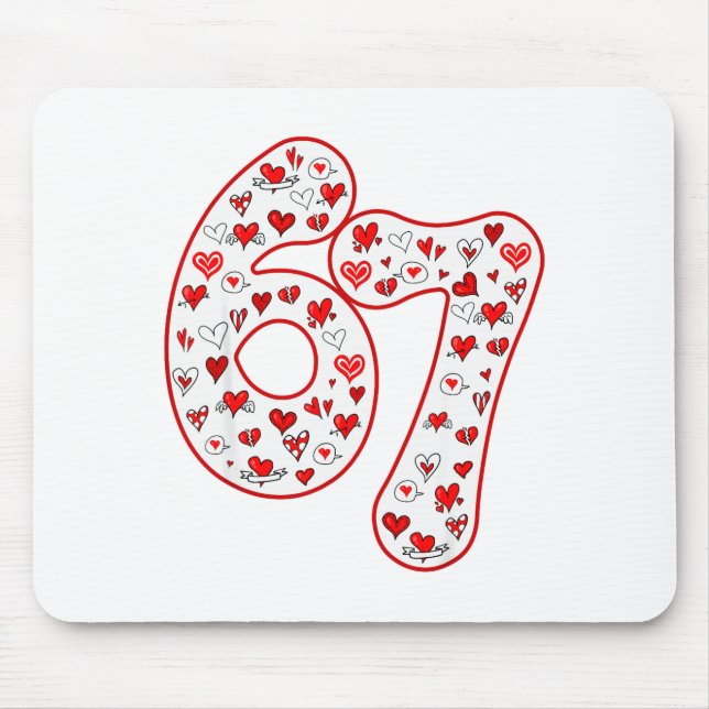 Mousepad Trendy 6 7 Meme Six Seven Valentines Day 6 7  (Frente)