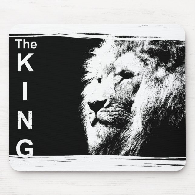 Mousepad Trendy Black White Pop Art Lion Head Modelo (Frente)