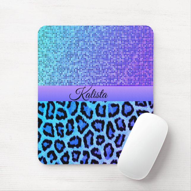 Mousepad Trendy Blue e Purple Leopard (Com mouse)