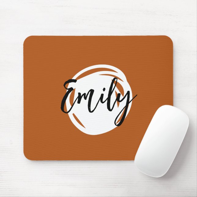 Mousepad Trendy Caramel castanho Monograma abstrato simples (Com mouse)