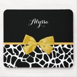 Mousepad Trendy Giraffe Animal Print Yellow Arco Com Nome