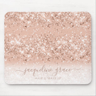Mousepad Trendy Glitter Blush Rosa Rosa Dourada Cabelo de M