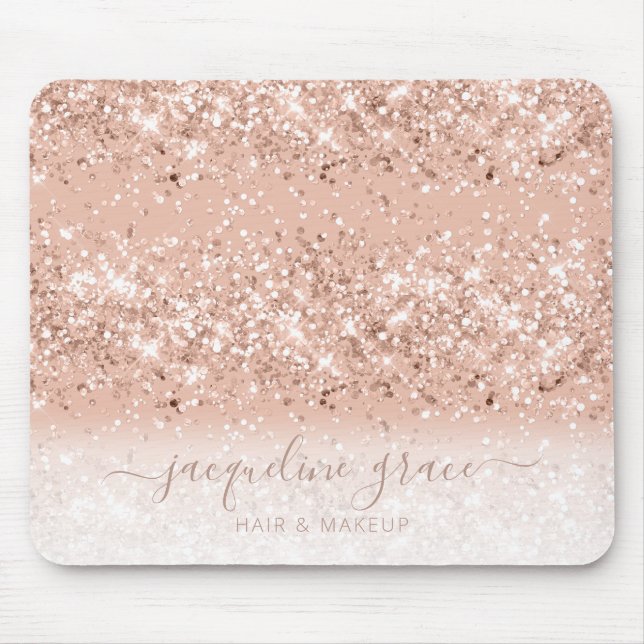 Mousepad Trendy Glitter Blush Rosa Rosa Dourada Cabelo de M (Frente)