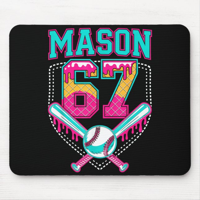 Mousepad Trendy Mason 67 Mem Ice Cream Drip Baseball Birthd (Frente)
