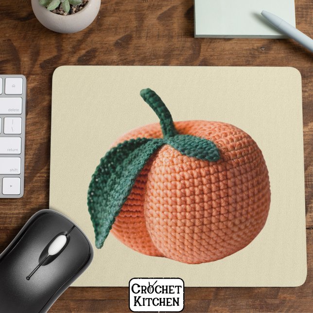 Mousepad Trendy Minimal Modern Amigurumi Crochet Peach (Criador carregado)
