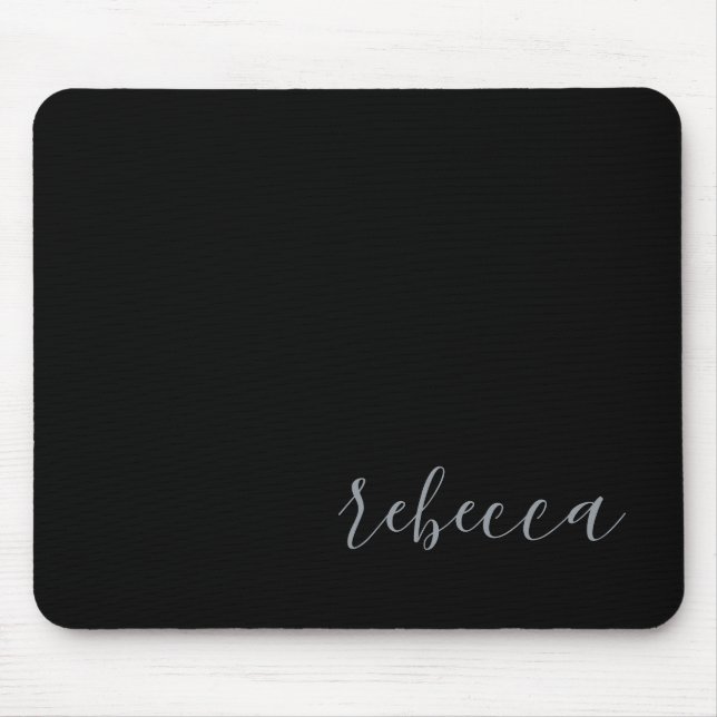 Mousepad Trendy Modern Black Silver - Pad de Mouse Simples  (Frente)