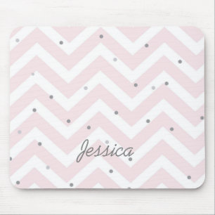Mousepad Trendy Pastel Pink Chevron Dotty Personalizado
