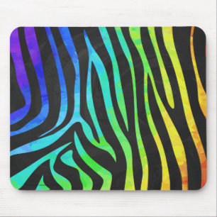 Mousepad Trendy Rainbow e Black Zebra Animal Print no ele