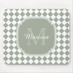 Mousepad Trendy Sage Green Verificado Nome Monograma