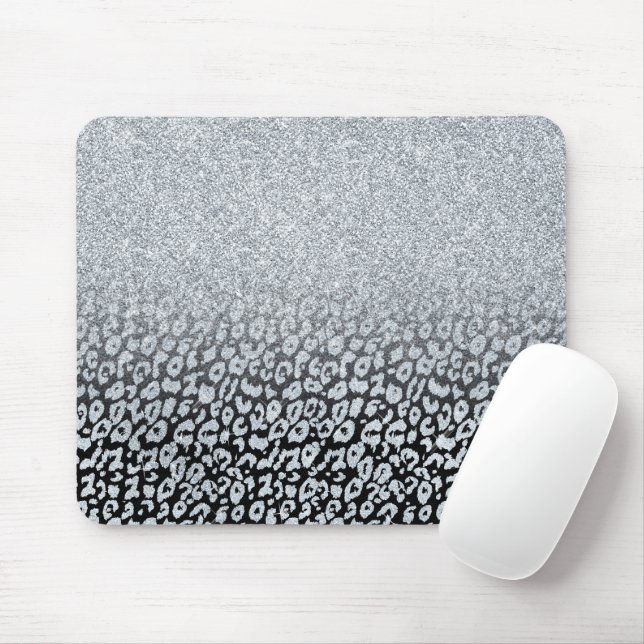 Mousepad Trendy Silver Glitter e Leopard Ombre Impressão (Com mouse)