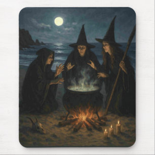 Mousepad Três Bruxas Criam Cauldron Full Moon Beach