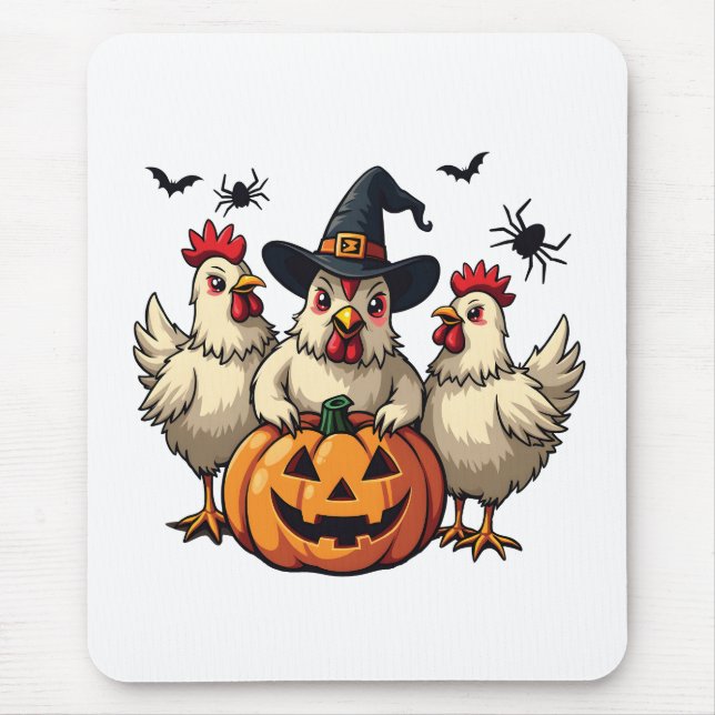 Mousepad Três Bruxas de Queda de Frangos de Halloween (Frente)