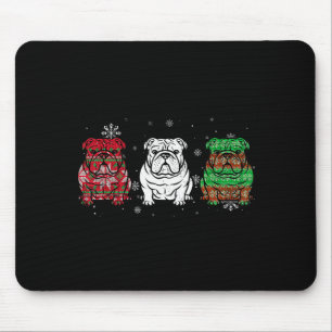 Mousepad Três Bulldogues Ingleses Fofos Natal Para Mulheres