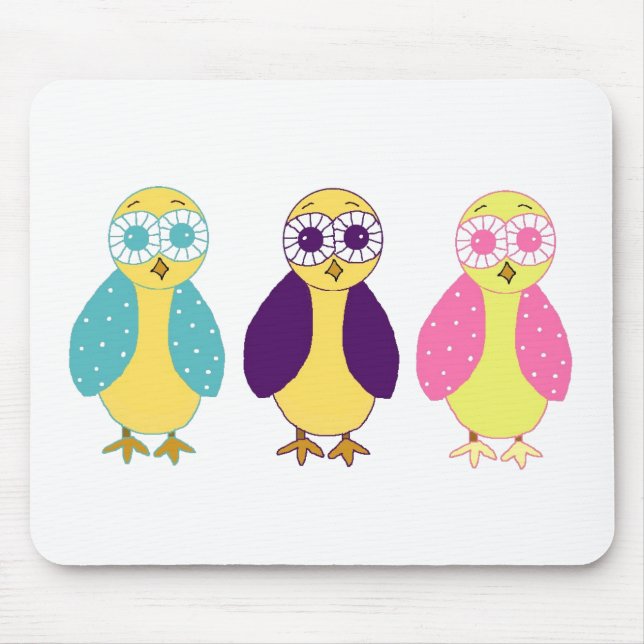 Mousepad Três Corujas Whimsical (Frente)