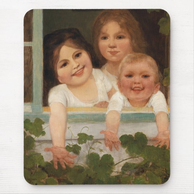 Mousepad Três crianças na janela (Frente)