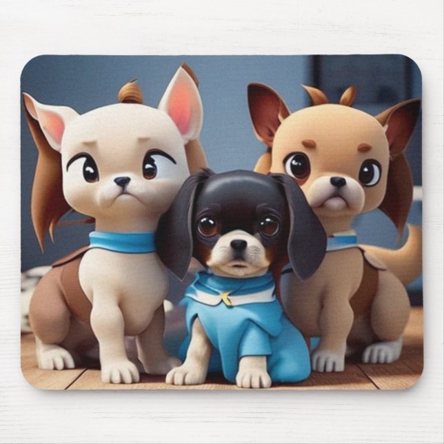 Mousepad Três filhotes de hoje modernos (Frente)