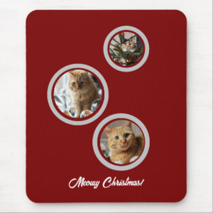 Mousepad Três Fotos de Gatos Personalizadas