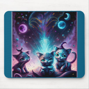 Mousepad Três Gatinhos De Alienígena Em Uma Configuração De