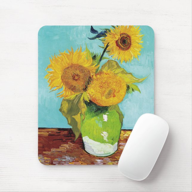 Mousepad Três girassóis | Vincent Van Gogh (Com mouse)