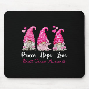 Mousepad Três Gnomos Esperança de Paz Ama Cancer de Mama Aw