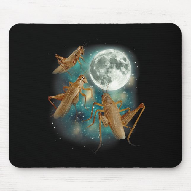 Mousepad Três Grilos Lua 3 Inseto Uivando Meme Magia Cur (Frente)
