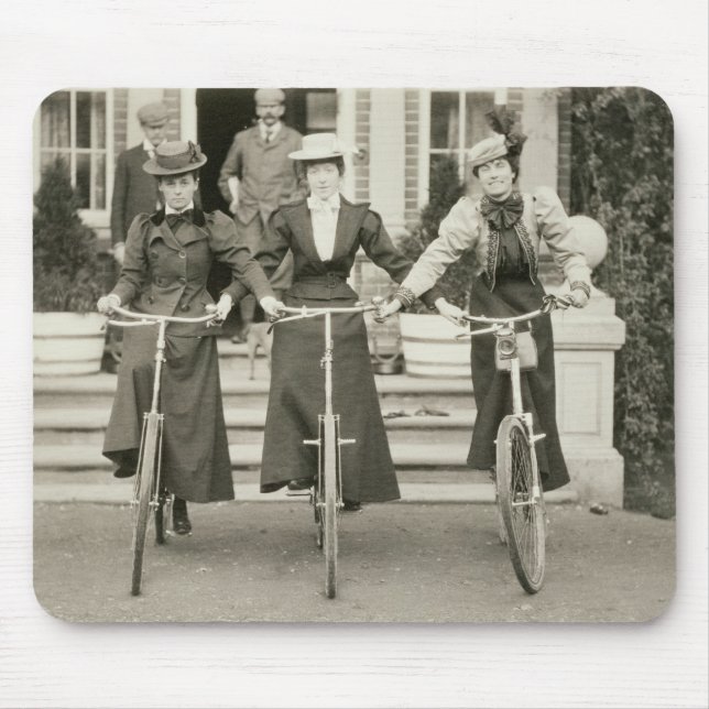 Mousepad Três mulheres em bicicletas, 1900s adiantados (Frente)