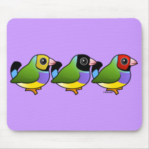 Mousepad Três passarinhos de Gouldian