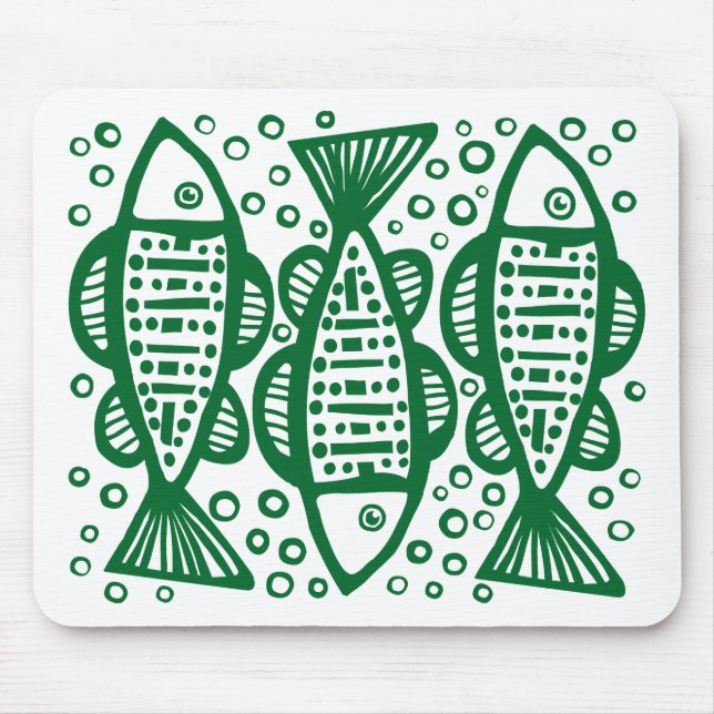 Mousepad Três Peixes - Floresta Verde (Frente)